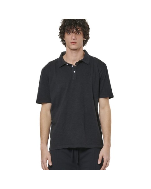 Body Action M Natural Dye Slub Black Ανδρικά Polo Body Action M Natural Dye Slub Black Ανδρικά Polo