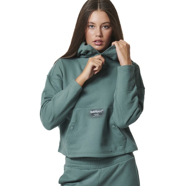 Body Action W Oversized Hoodie Pine Green Γυναικείες Μπλούζες
