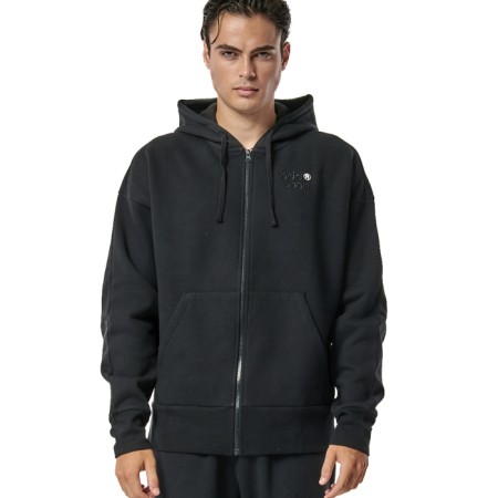 Body Action M Fleece Zip-Up Hoodie Black Ανδρικές Ζακέτες