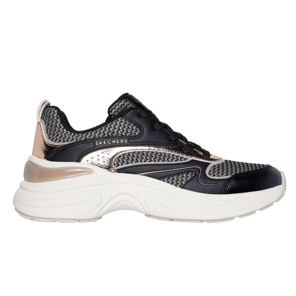 Skechers Two Tone Mesh Metallic Μαύρο-Χρυσό Γυναικεία Παπούτσια 