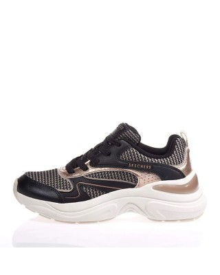 Skechers Two Tone Mesh Metallic Μαύρο-Χρυσό Γυναικεία Παπούτσια 