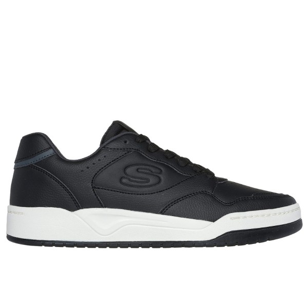 Skechers Duraleather Overlay Fashion Lace Up Μαύρο Ανδρικά Παπούτσια 