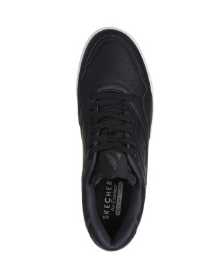 Skechers Duraleather Overlay Fashion Lace Up Μαύρο Ανδρικά Παπούτσια 