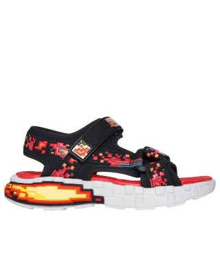 Skechers Mega Splash Cubik Detail  Μαύρο Κόκκινο Παιδικά Πέδιλα