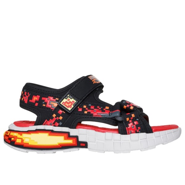 Skechers Mega Splash Cubik Detail  Μαύρο Κόκκινο Παιδικά Πέδιλα