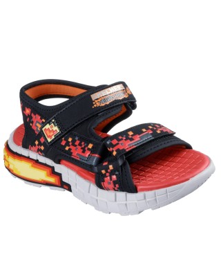 Skechers Mega Splash Cubik Detail  Μαύρο Κόκκινο Παιδικά Πέδιλα