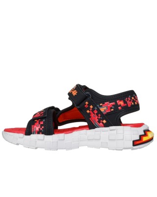 Skechers Mega Splash Cubik Detail  Μαύρο Κόκκινο Παιδικά Πέδιλα