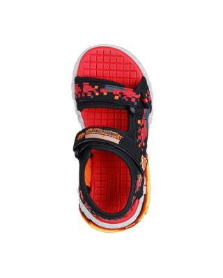 Skechers Mega Splash Cubik Detail  Μαύρο Κόκκινο Παιδικά Πέδιλα