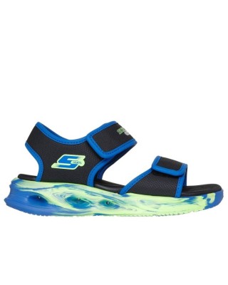 Skechers Lighted Sandal Fusion Brights Μαύρο Μπλέ Παιδικά Πέδιλα Με Φωτάκια