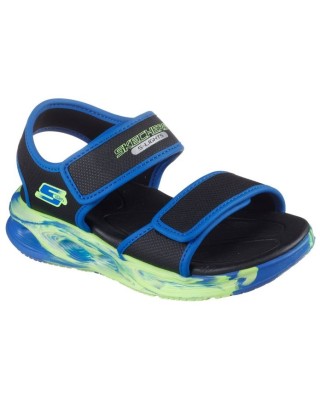 Skechers Lighted Sandal Fusion Brights Μαύρο Μπλέ Παιδικά Πέδιλα Με Φωτάκια