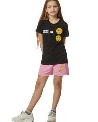 Body Action G Short Sleeve Flock Print Black Παιδικά T-Shirt