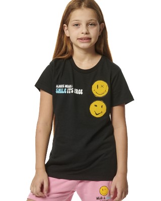 Body Action G Short Sleeve Flock Print Black Παιδικά T-Shirt