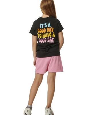 Body Action G Short Sleeve Flock Print Black Παιδικά T-Shirt