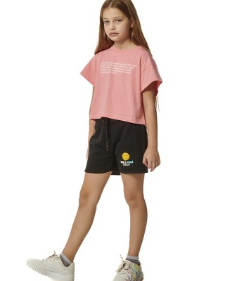 Body Action G Graphic Crop Top Coral Pink Παιδικά T-Shirt