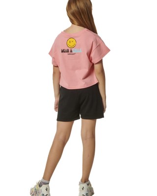 Body Action G Graphic Crop Top Coral Pink Παιδικά T-Shirt