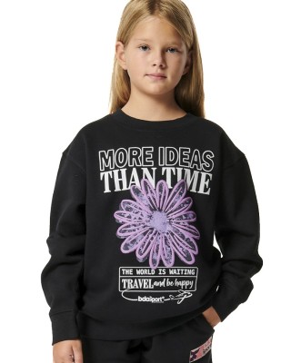 Body Action G Round Neck Sweatshirt Black Παιδικές Μπλούζες Body Action G Round Neck Sweatshirt Black Παιδικές Μπλούζες