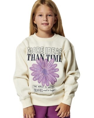 Body Action G Round Neck Sweatshirt Sugar Ecru Παιδικές Μπλούζες