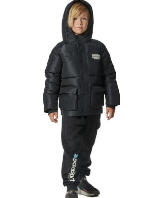 Body Action B Puffer Hooded Coat Black Παιδικά Μπουφάν