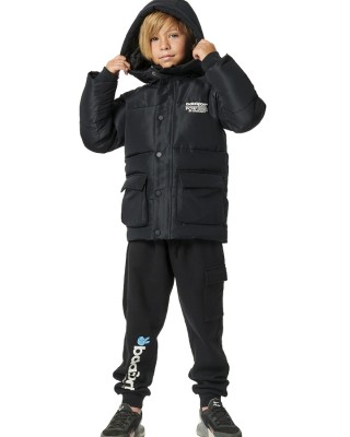 Body Action B Puffer Hooded Coat Black Παιδικά Μπουφάν