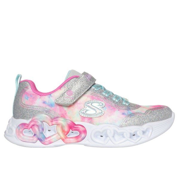 Skechers Lighted Satin Gore Ασημι-Μουλτι Παιδικά Παπούτσια 
