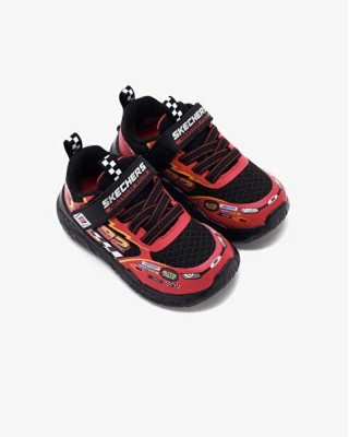 Skechers Gore & Strap Vehicle Details Μαυρο-Κοκκινο Βρεφικά Παπούτσια 