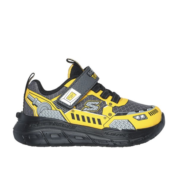 Skechers Gore & Strap Vehicle Details Γκρι-Κιτρινο Βρεφικά Παπούτσια 