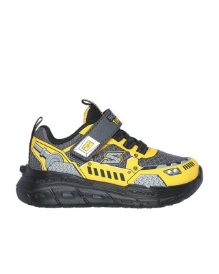 Skechers Gore & Strap Vehicle Details Γκρι-Κιτρινο Βρεφικά Παπούτσια 