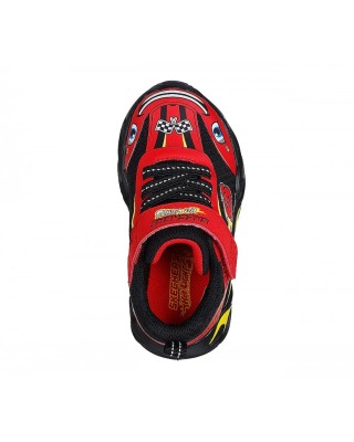 Skechers Wheel Buddies Κόκκινο-Μαύρο Βρεφικά Παπούτσια Με Φωτάκια