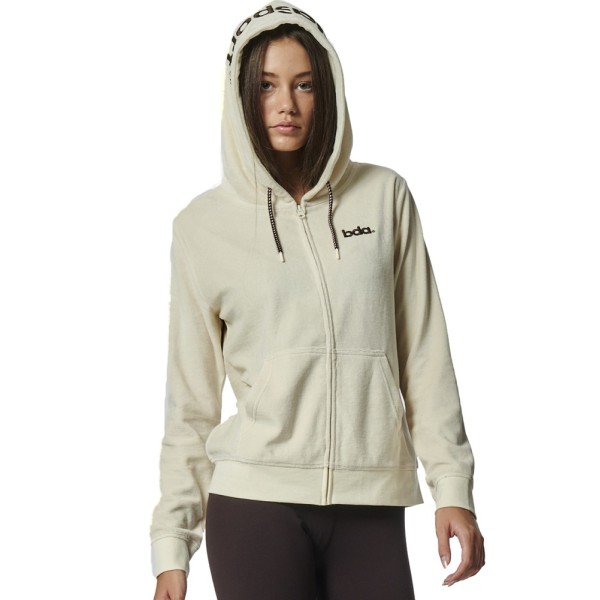 Body Action W Velour Hoodie Jacket Γυναικείες Ζακέτες Εκρού