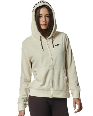 Body Action W Velour Hoodie Jacket Γυναικείες Ζακέτες Εκρού