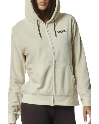 Body Action W Velour Hoodie Jacket Γυναικείες Ζακέτες Εκρού