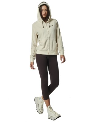 Body Action W Velour Hoodie Jacket Γυναικείες Ζακέτες Εκρού