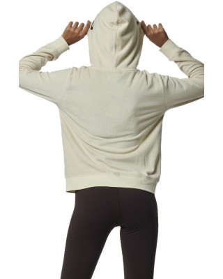Body Action W Velour Hoodie Jacket Γυναικείες Ζακέτες Εκρού