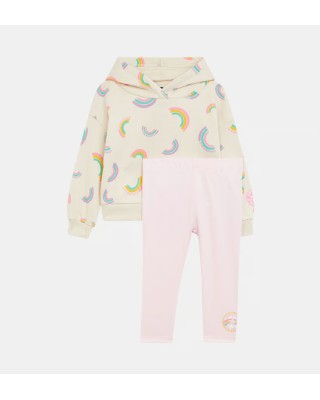 Converse Printed Hoodie & Legging Set Beige Pink Βρεφικά Σετ Φόρμας