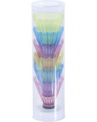 Μπαλάκια Badminton με Πολύχρωμα Πλαστικά Φτερά (6 τμχ)