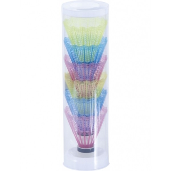 Μπαλάκια Badminton με Πολύχρωμα Πλαστικά Φτερά (6 τμχ)