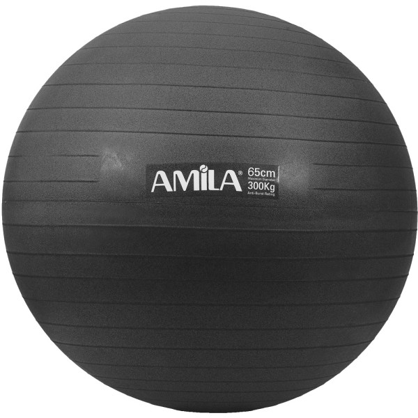 Amila Μπάλα Γυμναστικής GYMBALL 65cm Μαύρη Bulk