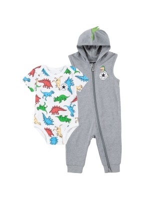 Converse Desert Explorer Hooded Coverall With Bodysuit Grey Βρεφικά Σετ Φόρμας