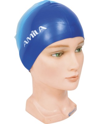 Amila Σκουφάκι Κολύμβησης Σιλικόνης Λευκό Γαλάζιο Μπλέ