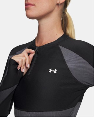 Under Armour Hg Rib 1/4 Zip Γυναικείες Μπλούζες Μαύρο