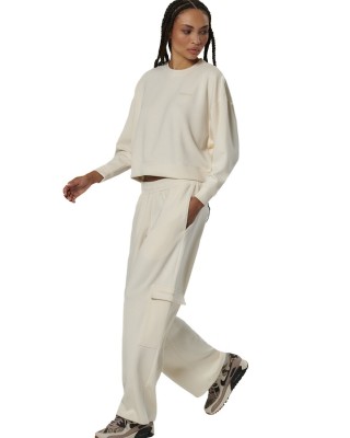 Body Action Wide-Leg Cargo Trousers Γυναικείο Παντελόνι Εκρού Body Action Wide-Leg Cargo Trousers Γυναικείο Παντελόνι Εκρού