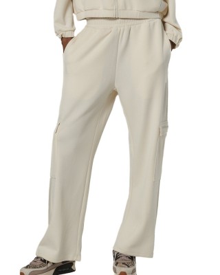 Body Action Wide-Leg Cargo Trousers Γυναικείο Παντελόνι Εκρού Body Action Wide-Leg Cargo Trousers Γυναικείο Παντελόνι Εκρού