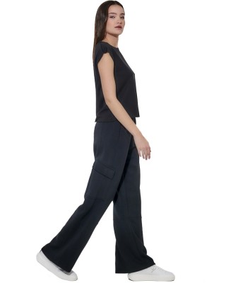 Body Action W Modal Wide-Leg Trousers Γυναικείο Παντελόνι Μαύρο