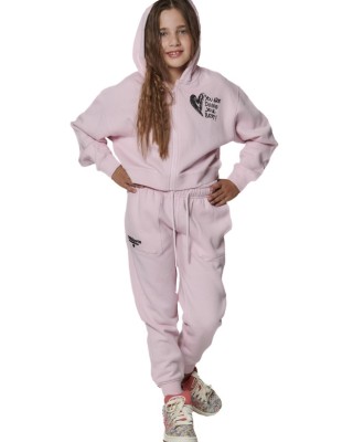 Body Action Fleece Trousers Παιδικό Παντελόνι Ροζ