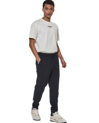 Body Action M Tapered Sweatpants Ανδρικό Παντελόνι Μαύρο Μακρύ Παντελόνι