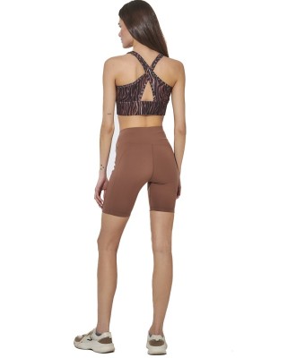 Body Action W Bike Shorts Γυναικείο Ποδηλατικό Κολάν Καφέ Ποδηλασία