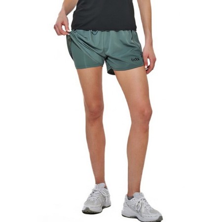 Body Action W 2- In-1 Γυναικείο Σορτς με Εσωτερικό Κολάν Πράσινο