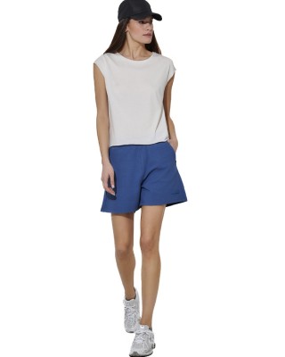 Body Action W Stretch Cotton-Blend Short Γυναικεία Βερμούδα Μπλε Σορτς-Βερμούδες Body Action W Stretch Cotton-Blend Short Γυναικεία Βερμούδα Μπλε Σορτς-Βερμούδες