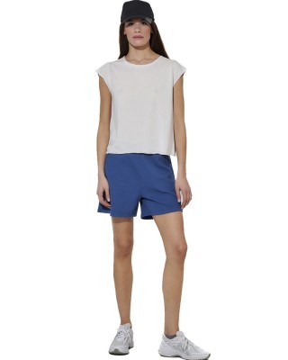 Body Action W Stretch Cotton-Blend Short Γυναικεία Βερμούδα Μπλε Σορτς-Βερμούδες Body Action W Stretch Cotton-Blend Short Γυναικεία Βερμούδα Μπλε Σορτς-Βερμούδες