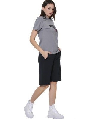 Body Action W Wide-Leg Bermuda Short Γυναικεία Βερμούδα Μαύρη